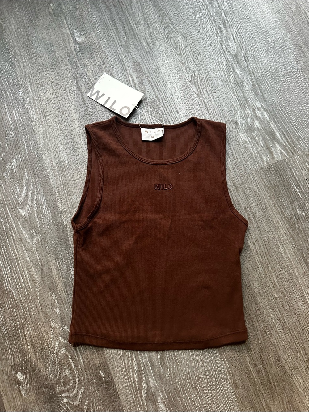 Wilo Chocolate Brown Ribbed Tank Top